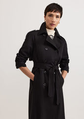 Avalie Neutral Collar Detail Trench Coat Black