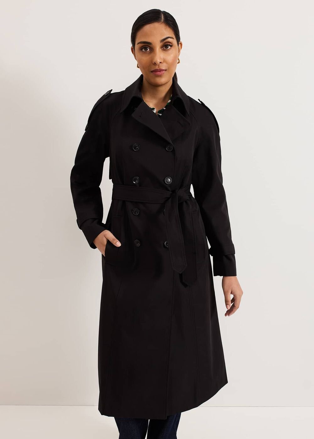 Avalie Petite Neutral Trench Coat Black