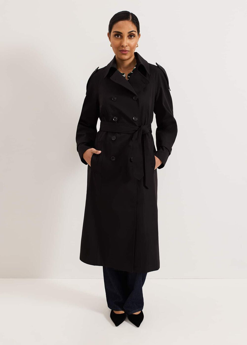 Avalie Petite Neutral Trench Coat Black