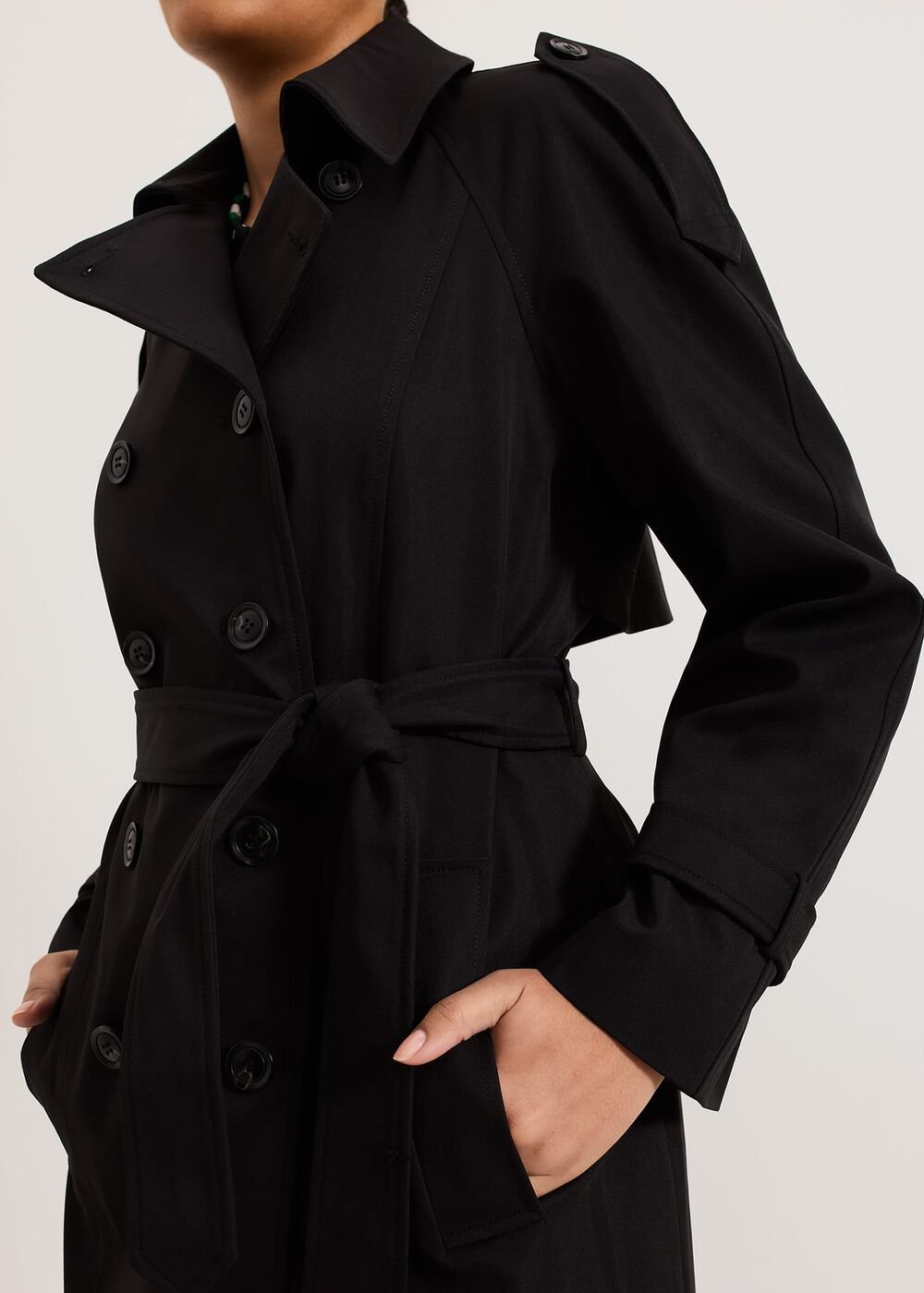 Avalie Petite Neutral Trench Coat Black
