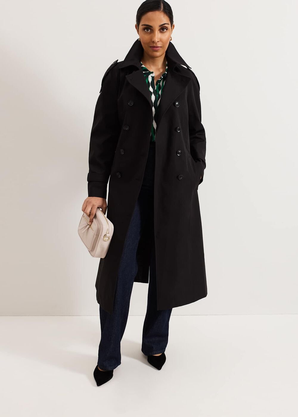 Avalie Petite Neutral Trench Coat Black